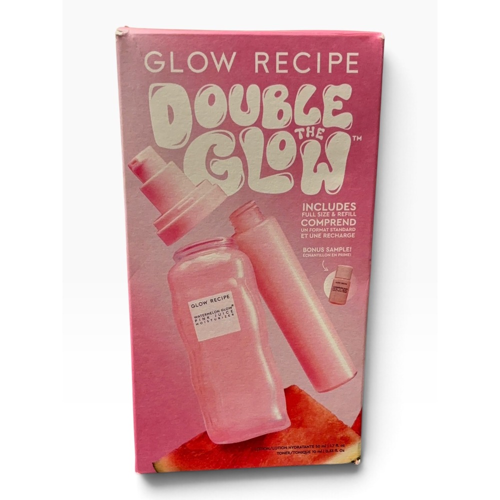 Glow Recipe Double the Glow Watermelon Pink Juice Moisturizer Set Full & Refill